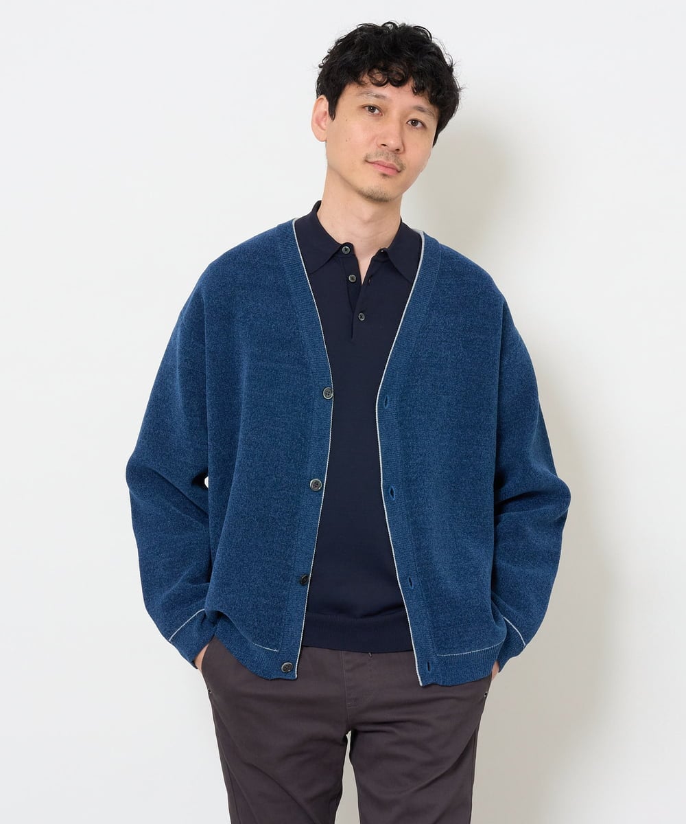 KHFJD72069 a.v.v MEN(アー・ヴェ・ヴェ) ＼1枚で程よく上品に／コットンライクポリエステルニットポロ【洗濯機で洗える】 ネイビー