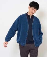 KHFJD72069 a.v.v MEN(アー・ヴェ・ヴェ) ＼1枚で程よく上品に／コットンライクポリエステルニットポロ【洗濯機で洗える】 ネイビー
