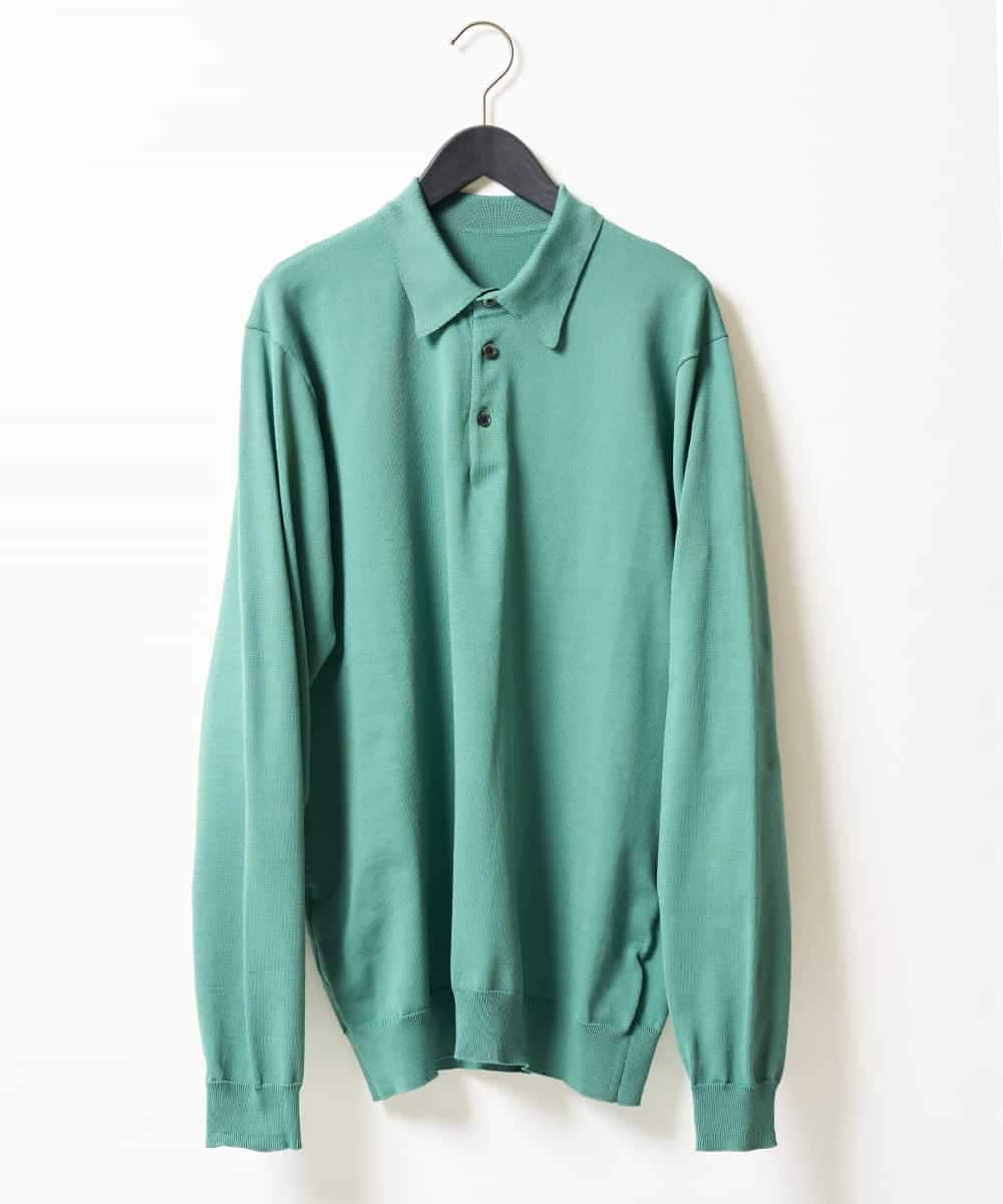 KHFJD72069 a.v.v MEN(アー・ヴェ・ヴェ) ＼1枚で程よく上品に／コットンライクポリエステルニットポロ【洗濯機で洗える】 ネイビー