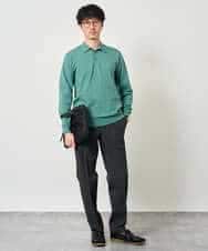 KHFJD72069 a.v.v MEN(アー・ヴェ・ヴェ) ＼1枚で程よく上品に／コットンライクポリエステルニットポロ【洗濯機で洗える】 ネイビー