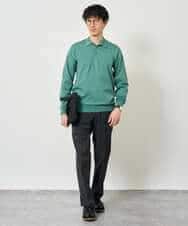 KHFJD72069 a.v.v MEN(アー・ヴェ・ヴェ) ＼1枚で程よく上品に／コットンライクポリエステルニットポロ【洗濯機で洗える】 ネイビー