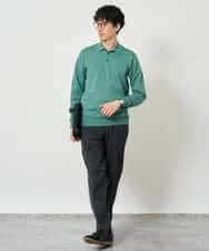 KHFJD72069 a.v.v MEN(アー・ヴェ・ヴェ) ＼1枚で程よく上品に／コットンライクポリエステルニットポロ【洗濯機で洗える】 ネイビー