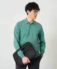 KHFJD72069 a.v.v MEN(アー・ヴェ・ヴェ) ＼1枚で程よく上品に／コットンライクポリエステルニットポロ【洗濯機で洗える】 ネイビー