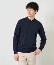 KHFJD72069 a.v.v MEN(アー・ヴェ・ヴェ) ＼1枚で程よく上品に／コットンライクポリエステルニットポロ【洗濯機で洗える】 ネイビー