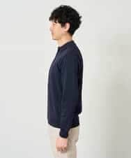 KHFJD72069 a.v.v MEN(アー・ヴェ・ヴェ) ＼1枚で程よく上品に／コットンライクポリエステルニットポロ【洗濯機で洗える】 ネイビー
