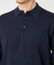 KHFJD72069 a.v.v MEN(アー・ヴェ・ヴェ) ＼1枚で程よく上品に／コットンライクポリエステルニットポロ【洗濯機で洗える】 ネイビー