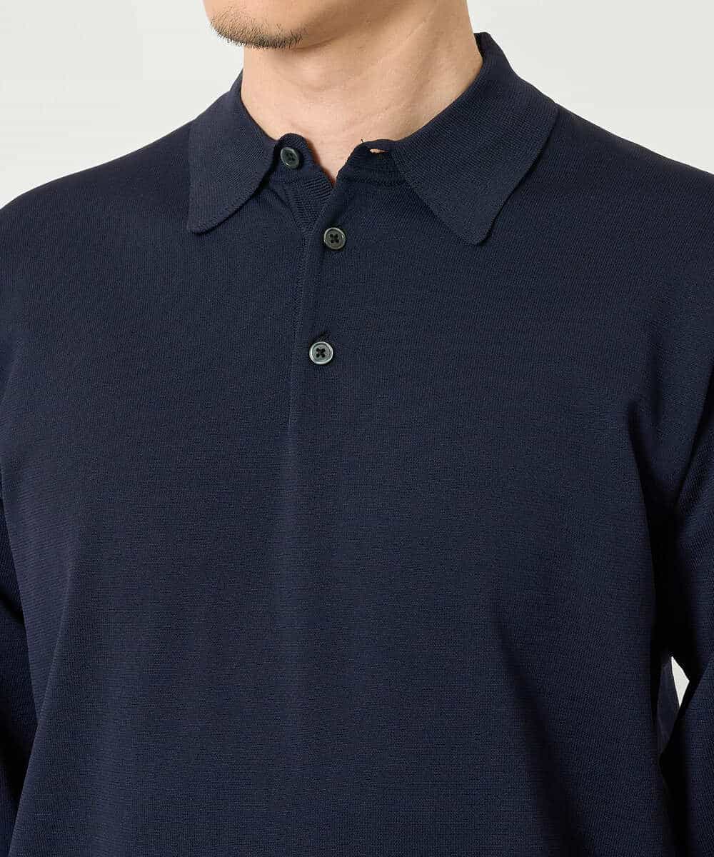 KHFJD72069 a.v.v MEN(アー・ヴェ・ヴェ) ＼1枚で程よく上品に／コットンライクポリエステルニットポロ【洗濯機で洗える】 ネイビー