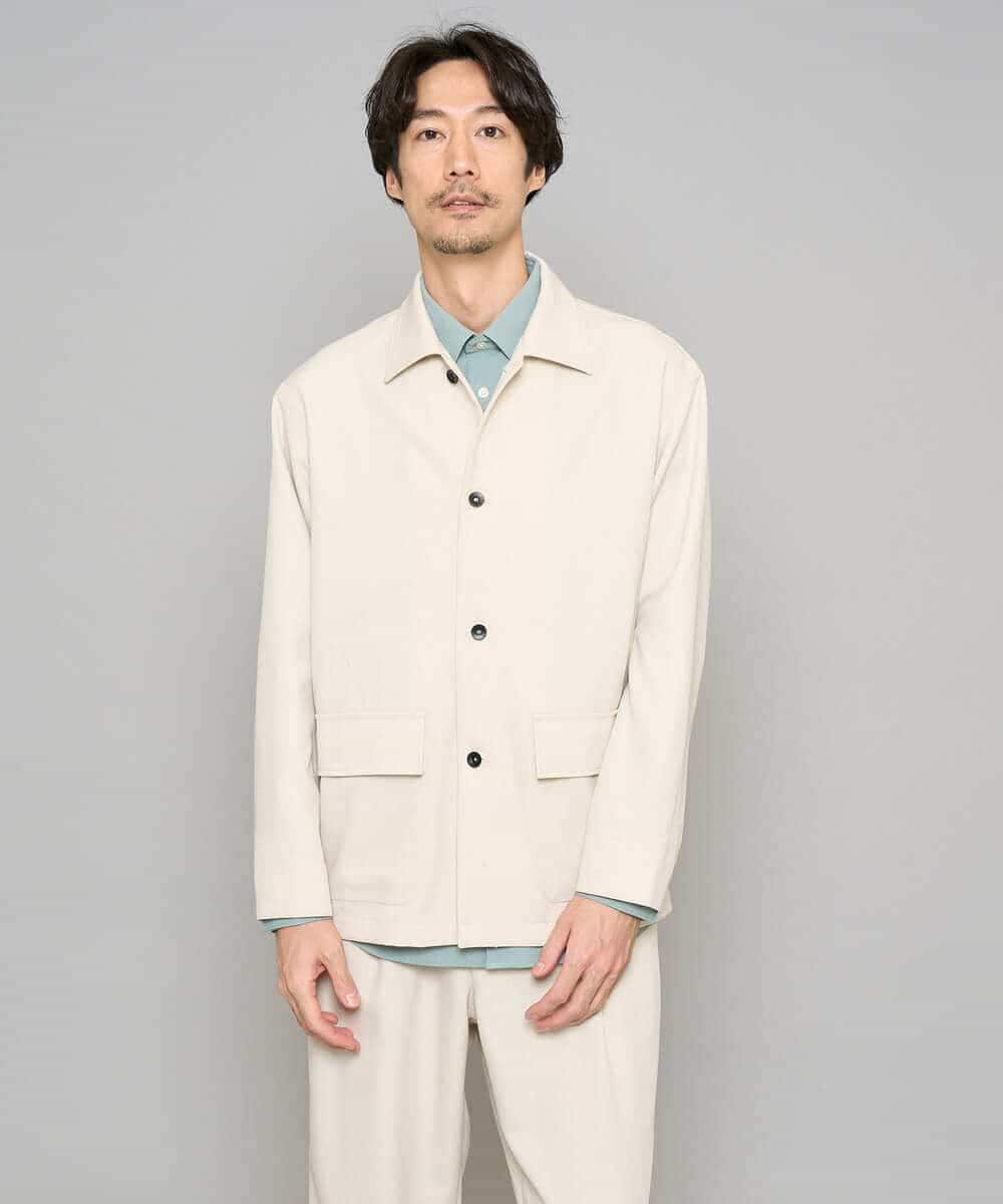 KHJFD14109 a.v.v MEN(アー・ヴェ・ヴェ) ＼上品さとラフさを両立する／メランジストレッチカバーオール【イージーケア/洗濯機で洗える/速乾/毛玉になりにくい/ストレッチ】 ライトグレー