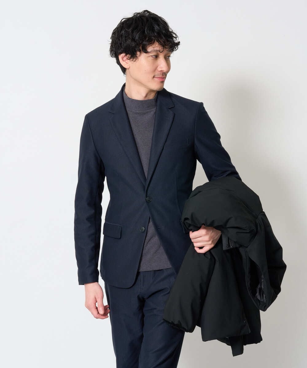 KHJKD72129 a.v.v MEN(アー・ヴェ・ヴェ) 【スマート/イージーケア/洗濯機で洗える/ストレッチ】コールダブルフェイスストレッチスマートジャケット ネイビー