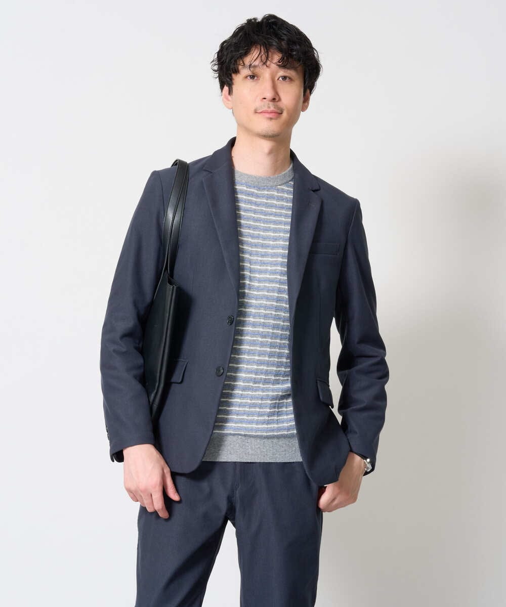 KHJKD72129 a.v.v MEN(アー・ヴェ・ヴェ) 【スマート/イージーケア/洗濯機で洗える/ストレッチ】コールダブルフェイスストレッチスマートジャケット ネイビー