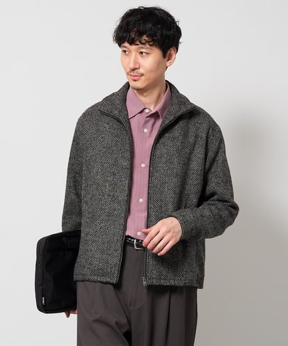 KHJLD26149 a.v.v MEN ＼WEB限定ジャケット／ツイードスタンドカラージップブルゾン
