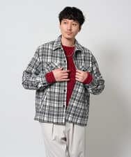 KHJLD27099 a.v.v MEN(アー・ヴェ・ヴェ) ＼秋の羽織りにおすすめ／ツイードチェックCPOジャケット【洗濯機で洗える】 ライトグレー