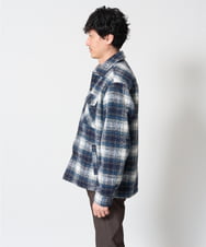 KHJLD27099 a.v.v MEN(アー・ヴェ・ヴェ) ＼秋の羽織りにおすすめ／ツイードチェックCPOジャケット【洗濯機で洗える】 ライトグレー