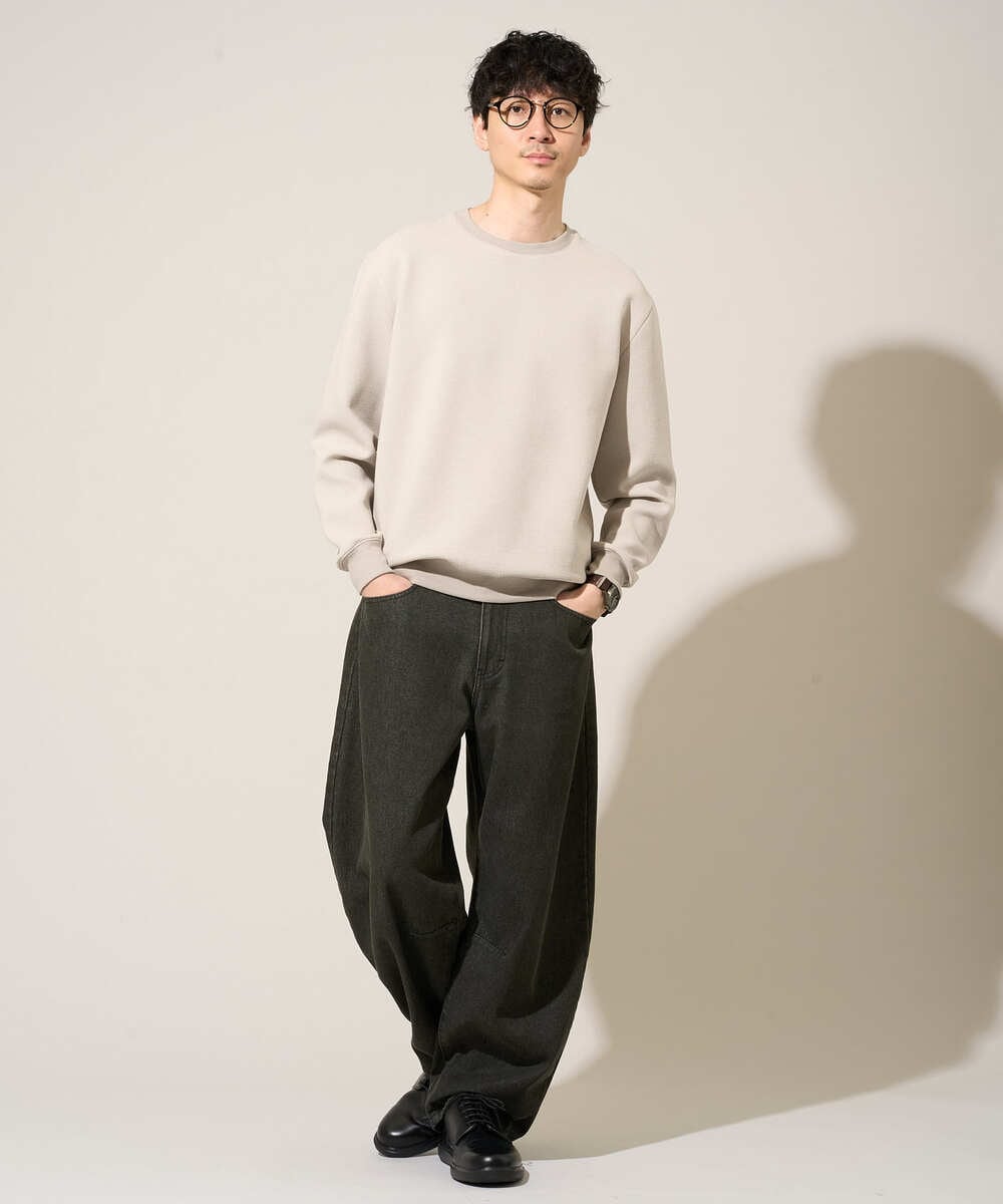 KHKED08059 a.v.v MEN(アー・ヴェ・ヴェ) ＼初秋におすすめ／【イージーケア/洗濯機で洗える/毛玉になりにくい/ストレッチ】サッカーダンボールプルオーバー ライトグレー