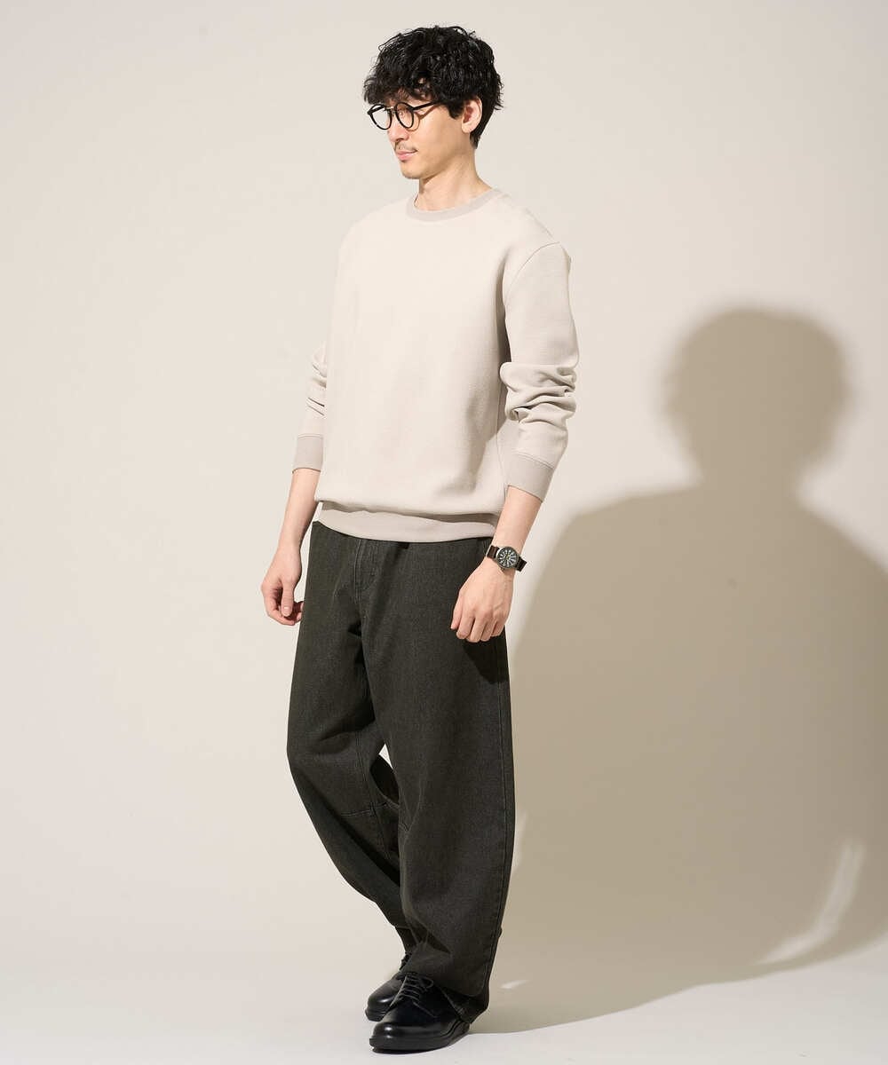 KHKED08059 a.v.v MEN(アー・ヴェ・ヴェ) ＼初秋におすすめ／【イージーケア/洗濯機で洗える/毛玉になりにくい/ストレッチ】サッカーダンボールプルオーバー ライトグレー
