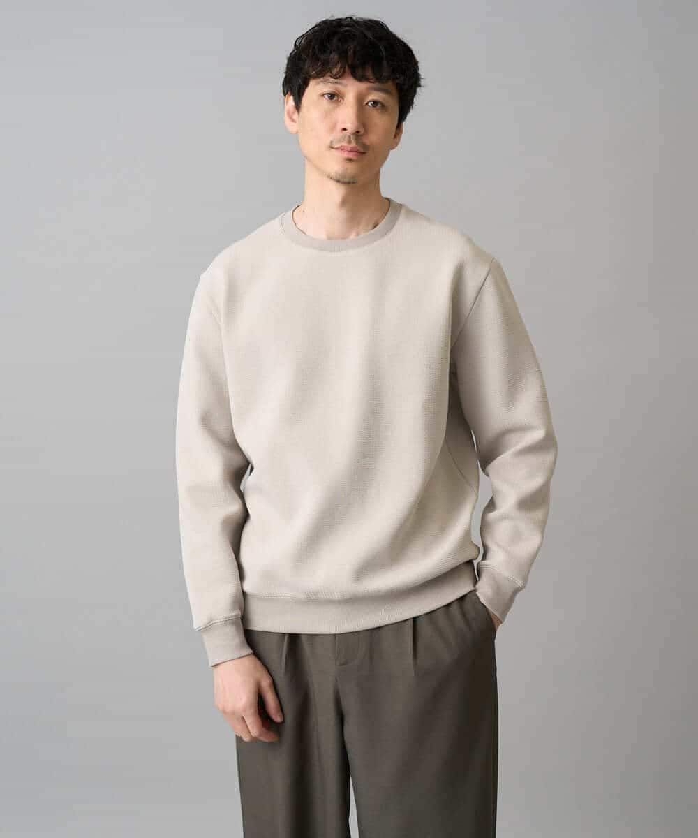 KHKED08059 a.v.v MEN(アー・ヴェ・ヴェ) ＼初秋におすすめ／【イージーケア/洗濯機で洗える/毛玉になりにくい/ストレッチ】サッカーダンボールプルオーバー ライトグレー