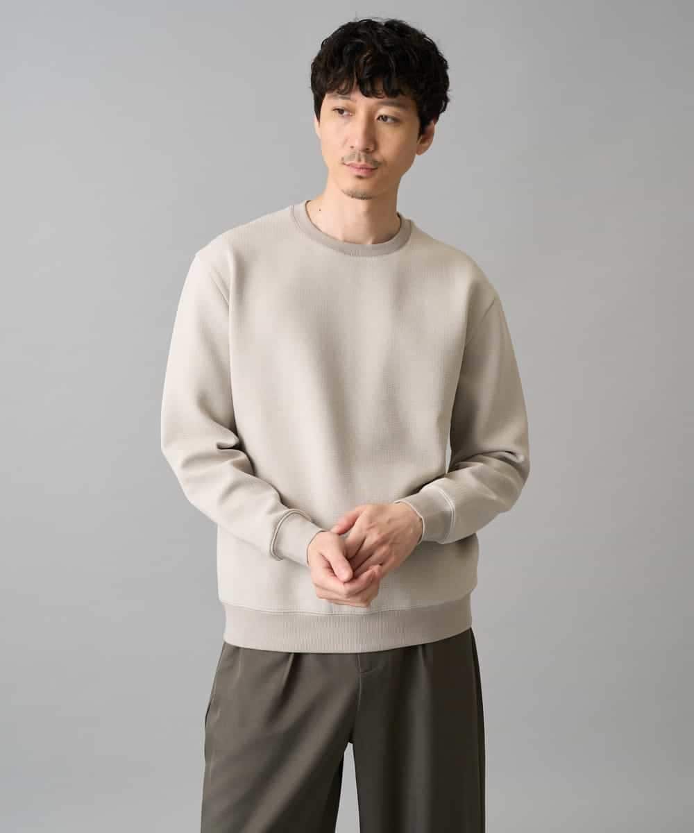 KHKED08059 a.v.v MEN(アー・ヴェ・ヴェ) ＼初秋におすすめ／【イージーケア/洗濯機で洗える/毛玉になりにくい/ストレッチ】サッカーダンボールプルオーバー ライトグレー