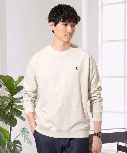 KHKED10044 a.v.v MEN ＼毎年、支持率No.1カットソー／　アゼダブルフェイス1ポイント刺繍カットソー【イージーケア/洗濯機で洗える/毛玉になりにくい】