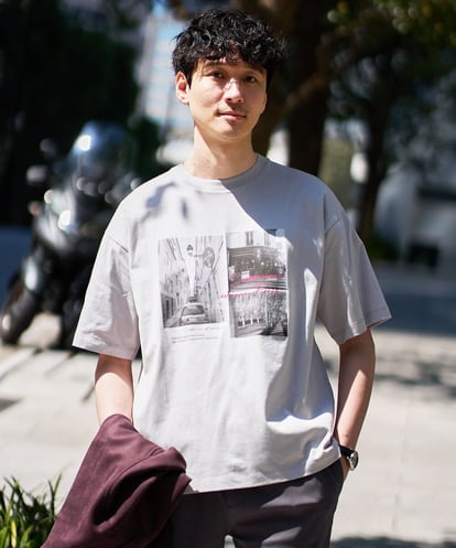 KHKGD18049 a.v.v MEN 【接触冷感】フォトプリントワイドシルエットカットソー