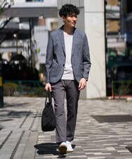 KHKGD76044 a.v.v MEN(アー・ヴェ・ヴェ) 【イージーケア/洗濯機で洗える】キカジャカードＶネックスマートＴシャツ ライトグレー