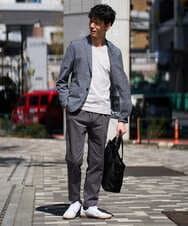 KHKGD76044 a.v.v MEN(アー・ヴェ・ヴェ) 【イージーケア/洗濯機で洗える】キカジャカードＶネックスマートＴシャツ ライトグレー