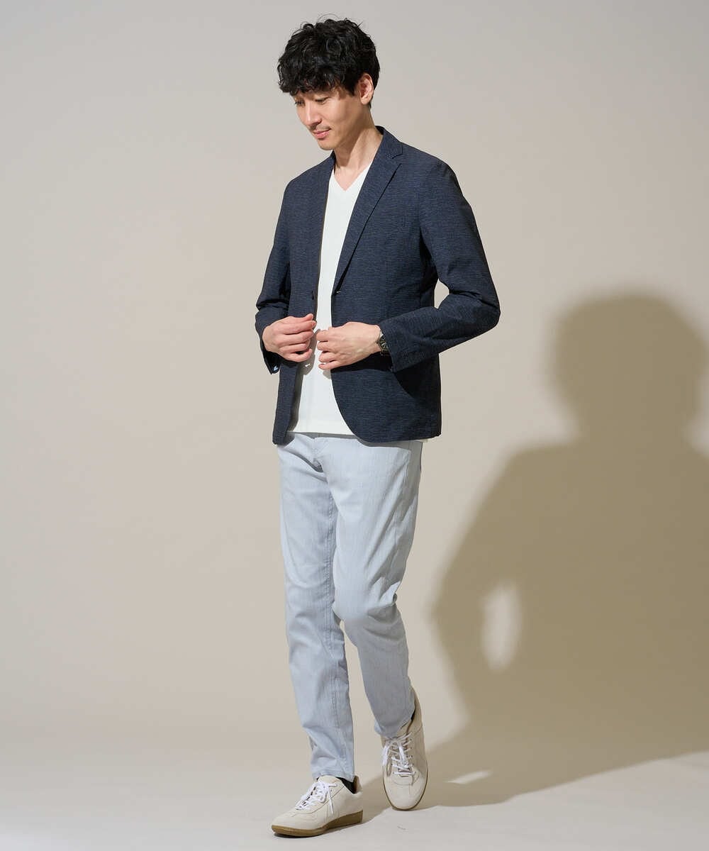 KHKGD76044 a.v.v MEN(アー・ヴェ・ヴェ) 【イージーケア/洗濯機で洗える】キカジャカードＶネックスマートＴシャツ ライトグレー