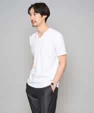 KHKGD76044 a.v.v MEN(アー・ヴェ・ヴェ) 【イージーケア/洗濯機で洗える】キカジャカードＶネックスマートＴシャツ ライトグレー