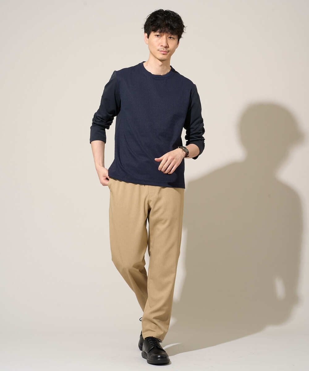 KHLED03069 a.v.v MEN(アー・ヴェ・ヴェ) ＼秋の仕事着を品よく整えるパンツ／アムンゼンストレッチセミルーズパンツ【イージーケア/洗濯機で洗える/毛玉になりにくい/ストレッチ】 ベージュ
