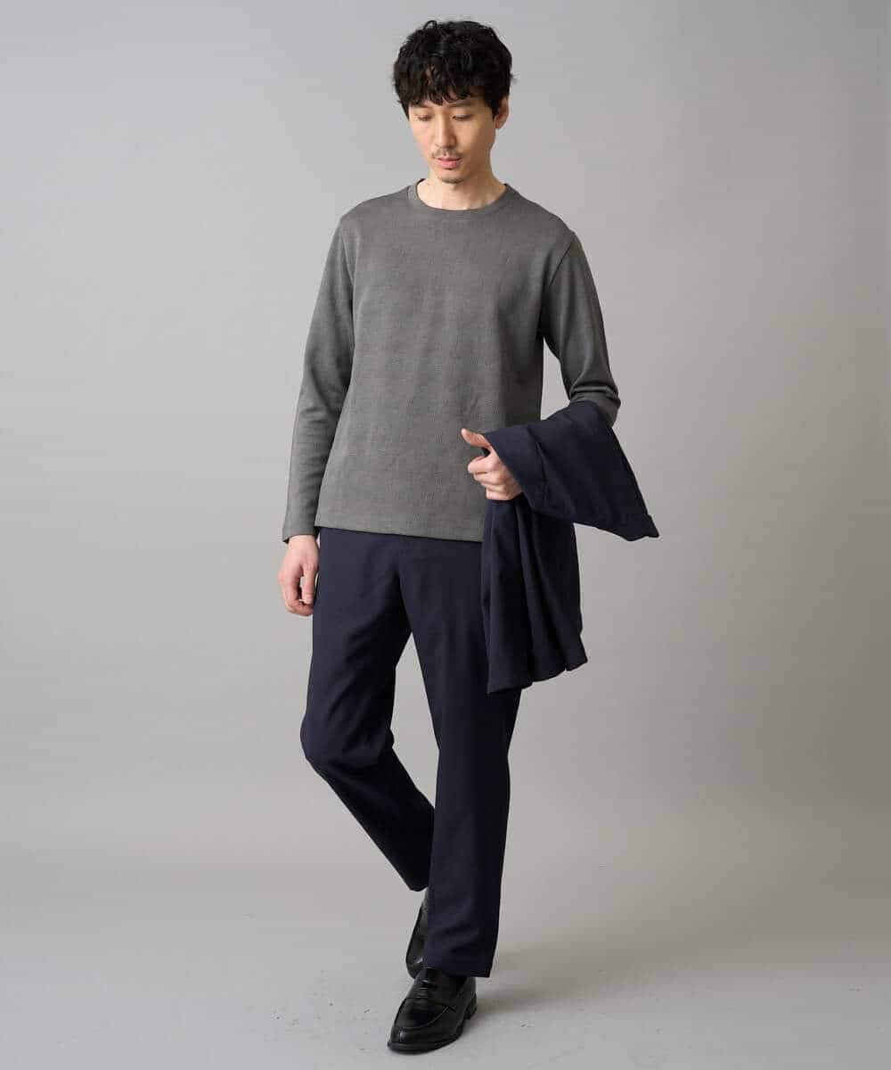 KHLED03069 a.v.v MEN(アー・ヴェ・ヴェ) ＼秋の仕事着を品よく整えるパンツ／アムンゼンストレッチセミルーズパンツ【イージーケア/洗濯機で洗える/毛玉になりにくい/ストレッチ】 ベージュ