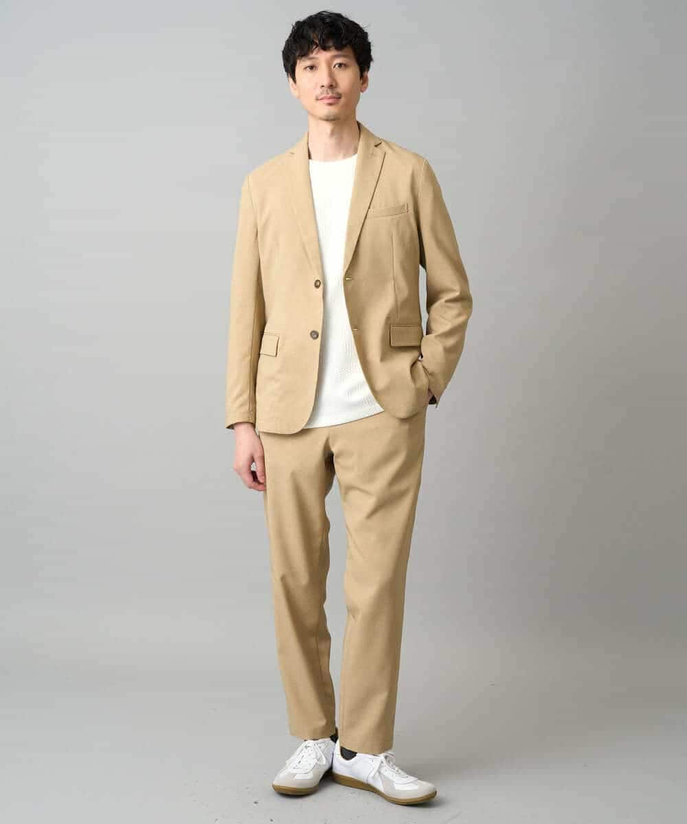 KHLED03069 a.v.v MEN(アー・ヴェ・ヴェ) ＼秋の仕事着を品よく整えるパンツ／アムンゼンストレッチセミルーズパンツ【イージーケア/洗濯機で洗える/毛玉になりにくい/ストレッチ】 ベージュ