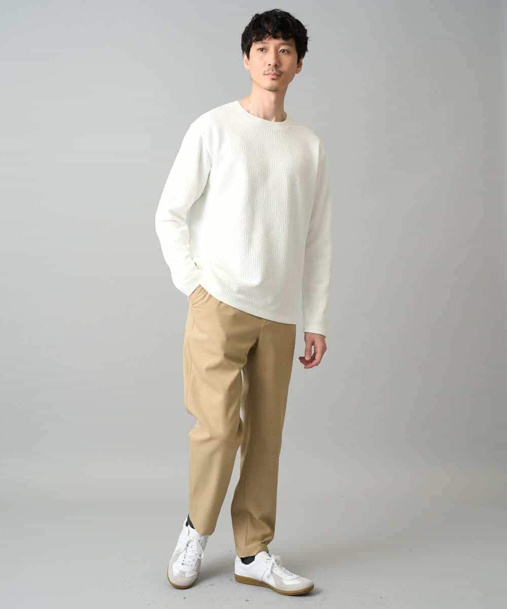 KHLED03069 a.v.v MEN(アー・ヴェ・ヴェ) ＼秋の仕事着を品よく整えるパンツ／アムンゼンストレッチセミルーズパンツ【イージーケア/洗濯機で洗える/毛玉になりにくい/ストレッチ】 ベージュ