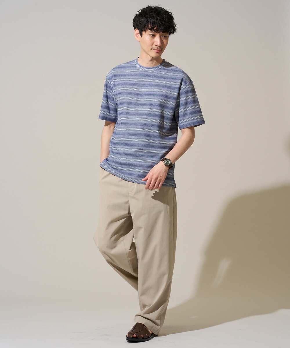 KHLFD13069 a.v.v MEN(アー・ヴェ・ヴェ) ＼秋の美シルエットパンツ／メッシュストレッチワンタックワイドイージースラックス【イージーケア/洗濯機で洗える/毛玉になりにくい/ストレッチ】 ダークグレー