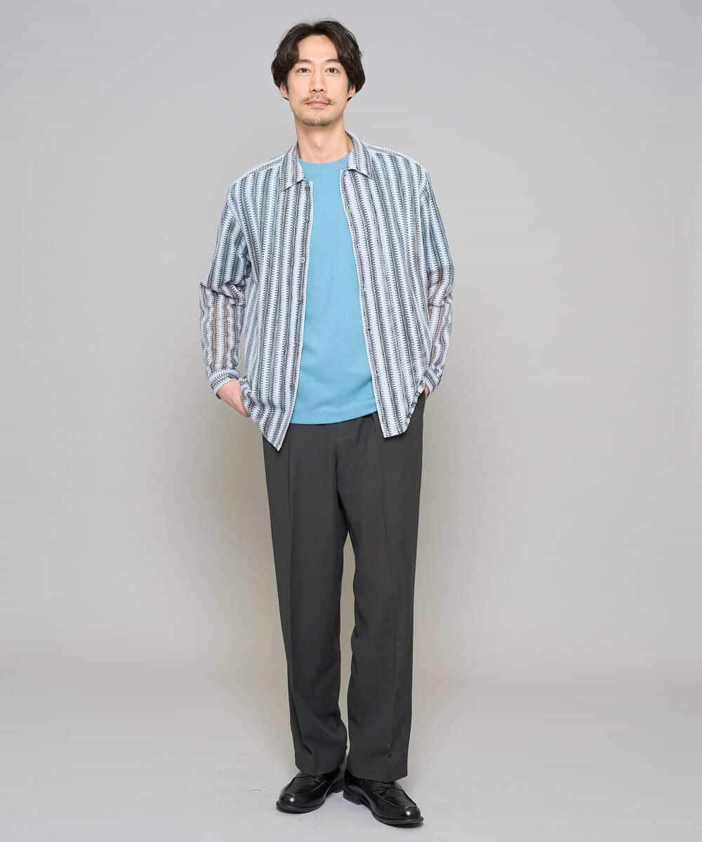 KHLFD13069 a.v.v MEN(アー・ヴェ・ヴェ) ＼秋の美シルエットパンツ／メッシュストレッチワンタックワイドイージースラックス【イージーケア/洗濯機で洗える/毛玉になりにくい/ストレッチ】 ダークグレー
