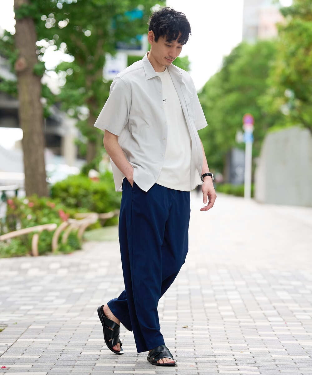 KHLFD17064 a.v.v MEN(アー・ヴェ・ヴェ) 秋のカジュアルジャケットスタイルにぜひ【イージーケア/洗濯機で洗える/毛玉になりにくい/ストレッチ】春夏リライト ワイドシルエットイージーパンツ ダークグレー
