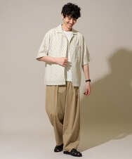 KHLGD49069 a.v.v MEN(アー・ヴェ・ヴェ) 大人の控えめワイドパンツ【接触冷感/ストレッチ】ベルトツキワイドテーパードチノパンツ【イージーケア/洗濯機で洗える/毛玉・シワになりにくい】 ライトグレー