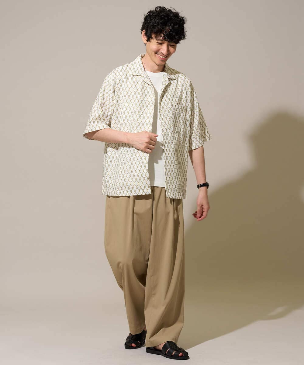 KHLGD49069 a.v.v MEN(アー・ヴェ・ヴェ) 大人の控えめワイドパンツ【接触冷感/ストレッチ】ベルトツキワイドテーパードチノパンツ【イージーケア/洗濯機で洗える/毛玉・シワになりにくい】 ライトグレー
