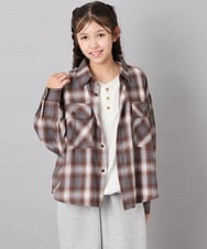 KJBAG07039 a.v.v KIDS(アー・ヴェ・ヴェ) [140-160]【男女兼用】オンブレーチェックシャツ オレンジ
