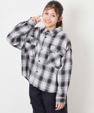 KJBAG07039 a.v.v KIDS(アー・ヴェ・ヴェ) [140-160]【男女兼用】オンブレーチェックシャツ ブラック