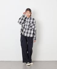 KJBAG07039 a.v.v KIDS(アー・ヴェ・ヴェ) [140-160]【男女兼用】オンブレーチェックシャツ ブラック
