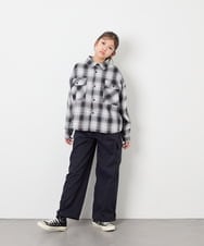 KJBAG07039 a.v.v KIDS(アー・ヴェ・ヴェ) [140-160]【男女兼用】オンブレーチェックシャツ ブラック