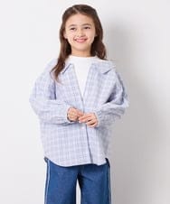 KJBED31039 a.v.v KIDS(アー・ヴェ・ヴェ) [130-160]スプリングチェックレイヤード風ブラウス ライトブルー