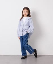 KJBED31039 a.v.v KIDS(アー・ヴェ・ヴェ) [130-160]スプリングチェックレイヤード風ブラウス ライトブルー