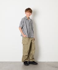 KJBHD90039 a.v.v KIDS(アー・ヴェ・ヴェ) [140-150]【男女兼用】ポケット付き開襟シャツ ブラック
