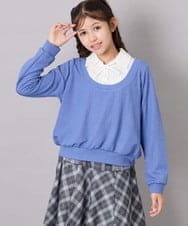 KJBJD02044 a.v.v KIDS(アー・ヴェ・ヴェ) [130-160]【洗える/毛玉になりにくい】シャツレイヤー風トップス ブルー