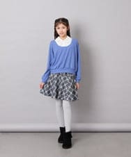 KJBJD02044 a.v.v KIDS(アー・ヴェ・ヴェ) [130-160]【洗える/毛玉になりにくい】シャツレイヤー風トップス ブルー