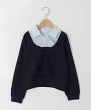 KJBJD02044 a.v.v KIDS(アー・ヴェ・ヴェ) [130-160]【洗える/毛玉になりにくい】シャツレイヤー風トップス ネイビー
