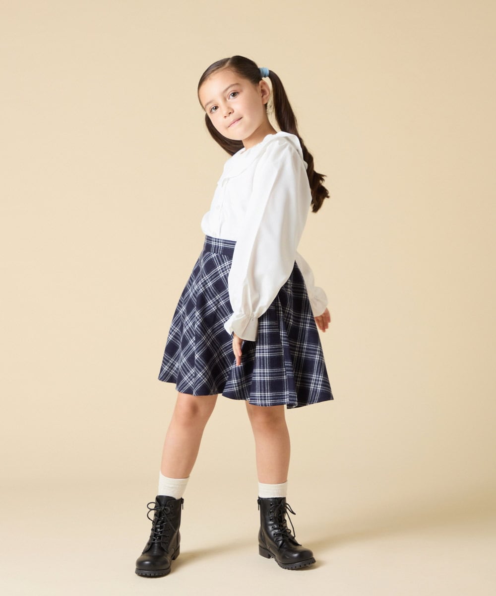 KJBLA40039 a.v.v KIDS(アー・ヴェ・ヴェ) [130-160]【結婚式/発表会】フリルカラーブラウス ホワイト