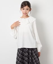 KJBLD04039 a.v.v KIDS(アー・ヴェ・ヴェ) [130-160]フリルブラウス ホワイト