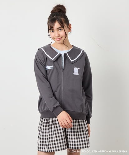KJCED80049 a.v.v KIDS 【数量限定】[110-160][シナモロール＆ポチャッコ]フリル衿スウェットカーディガン