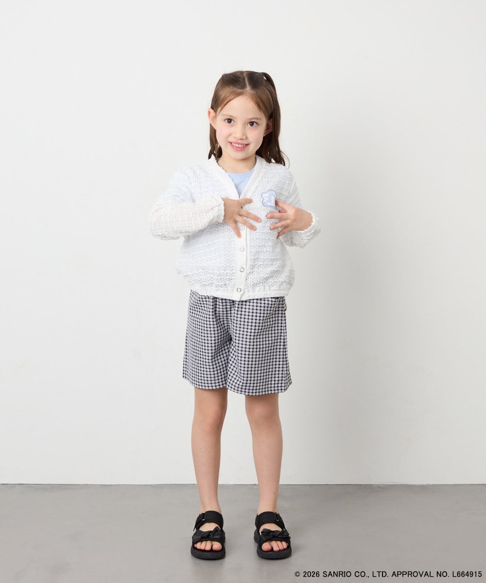 KJCGD55049 a.v.v KIDS(アー・ヴェ・ヴェ) [110-140]【数量限定】[シナモロール＆クロミ]レーシーボーダーカーディガン ホワイト